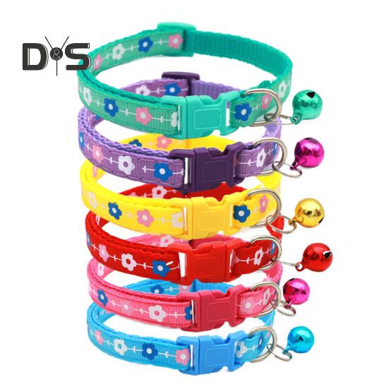 2 шт. ошейник для домашних животных с колокольчиком, цветочный дизайн, ошейник для кошек с пряжкой, регулируемый ошейник для щенков, маленьких мальчиков, девочек, котят, собак, маленьких животных