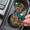 jijijing 2PCS Car Coasters, Oil Painting Print, Decorative Non-Slip Thermal Pads, Stain-Resistant Easy to Clean Cup Holders, for Home Kitchen