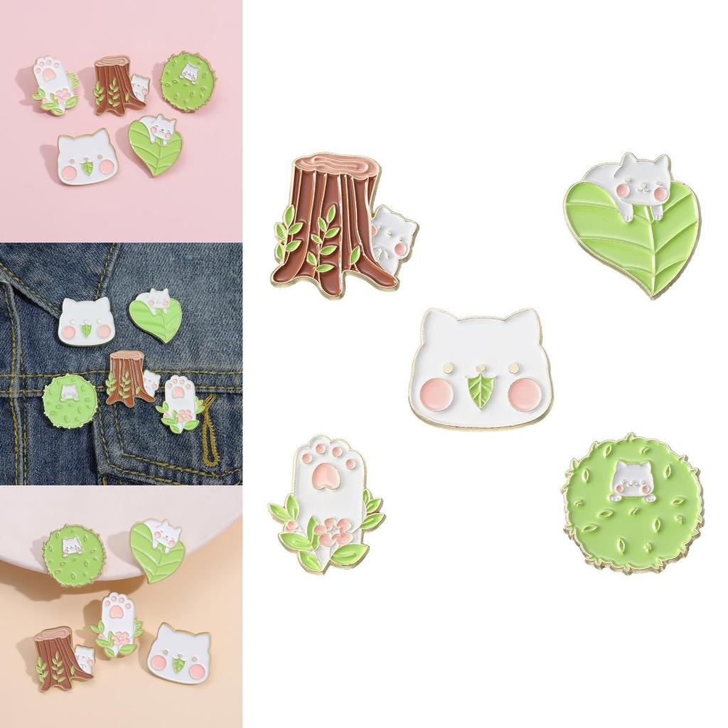 Unique Alloy Brooch With Playful Cartoon Tree And Leaf Design Perfect For Fashion Accessories