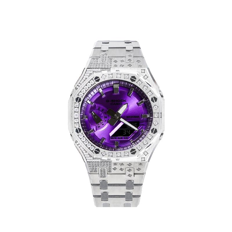 CASIO Customized watch modified series Star Silver Purple Hui 200 meters waterproof Quartz same style for men and women pu GA-2100-1A1