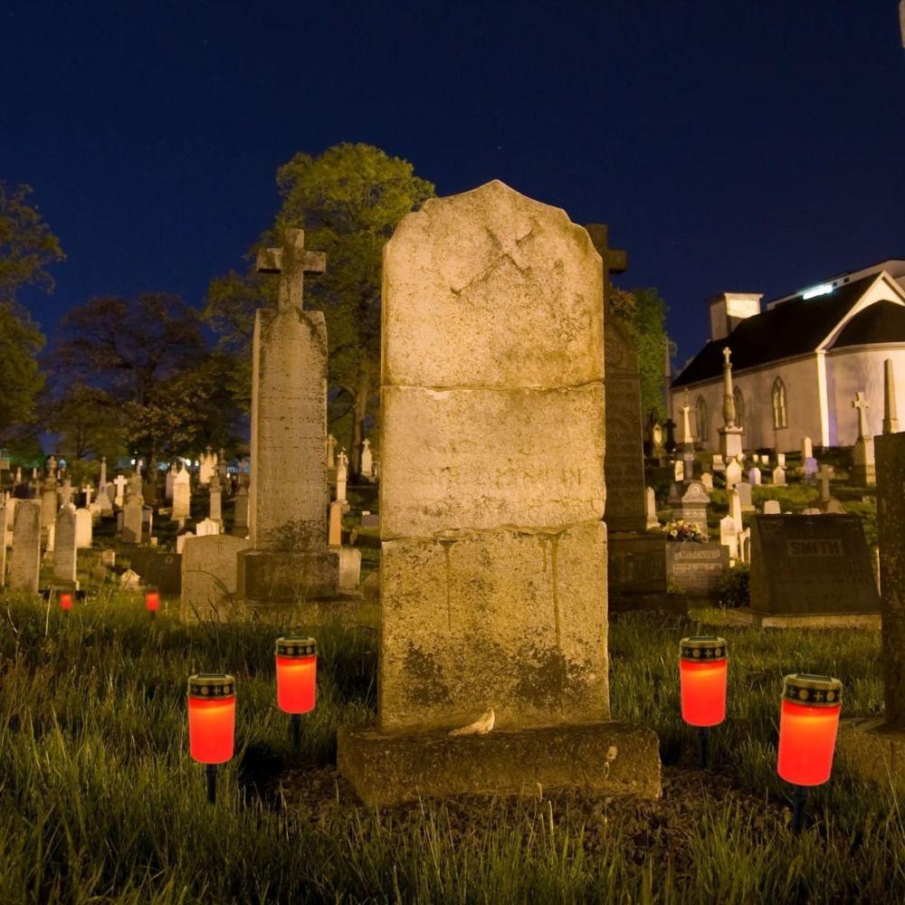 Rainproof Solar Cemetery Candle Light Waterproof Electronic Candle Light Grave Memorial Tribute