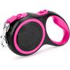 Pink Retractable Dog Leash 9.84ft Heavy Duty for Medium Small Dogs Up To 44lb Anti Slip Handle 360 Tangle Free Nylon Tape
