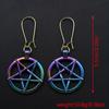 Серьги-подвески с цветным рисунком пентаграммы и крыльев ящерицы в стиле готики и панка из сплава, креативный женский подарок, идеально подходящий для повседневного декора