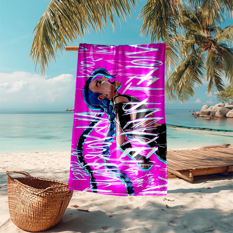 Beach Towel with Jinx Pattern - soft,absorbent,machine washable Lightweight&Modern,swimming,Travel Essentials