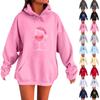 Ladies Fashion Casual Long Sleeve Printed Round Neck Hoodie Pullover Top With  Pockets
