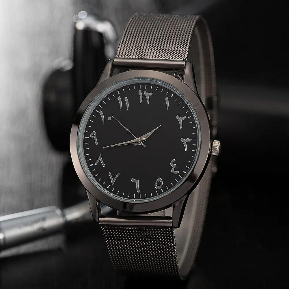 Men Women Watch with Conceptual Numbers Display Dial Simple Quartz Watches Ladies Clock Female Vintage Fashion Reloj Wristwatch