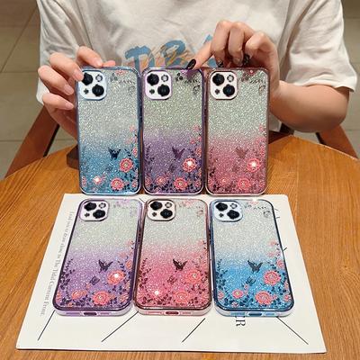 Подходит для чехла для телефона IPhone16 Secret Garden с гальваническим покрытием из ТПУ, Apple 15pro градиентный блестящий 14 мягкий чехол с водными бриллиантами