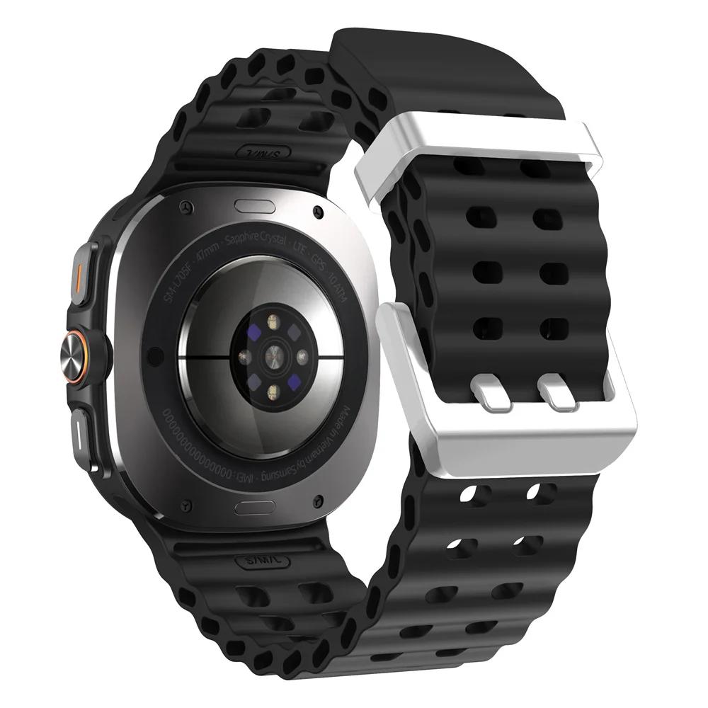 Морской ремешок для Samsung Galaxy Watch ultra Ремешок 47 мм Аксессуары Двухцветный Спортивный силиконовый Браслет Galaxy Watch 7 ultra Ремешки