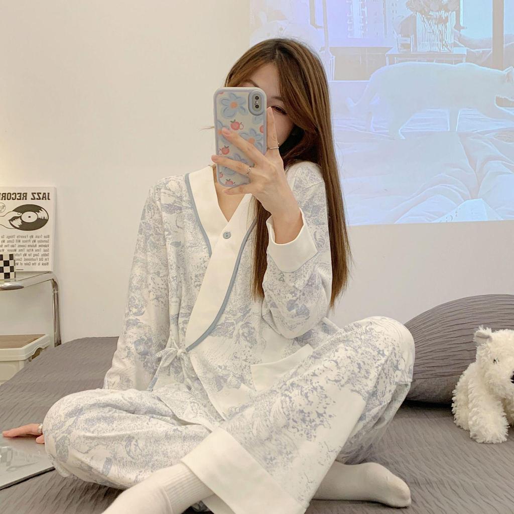 Комплект хлопковой пижамы для беременных на все сезоны: Удобная домашняя одежда для беременных и кормящих женщин