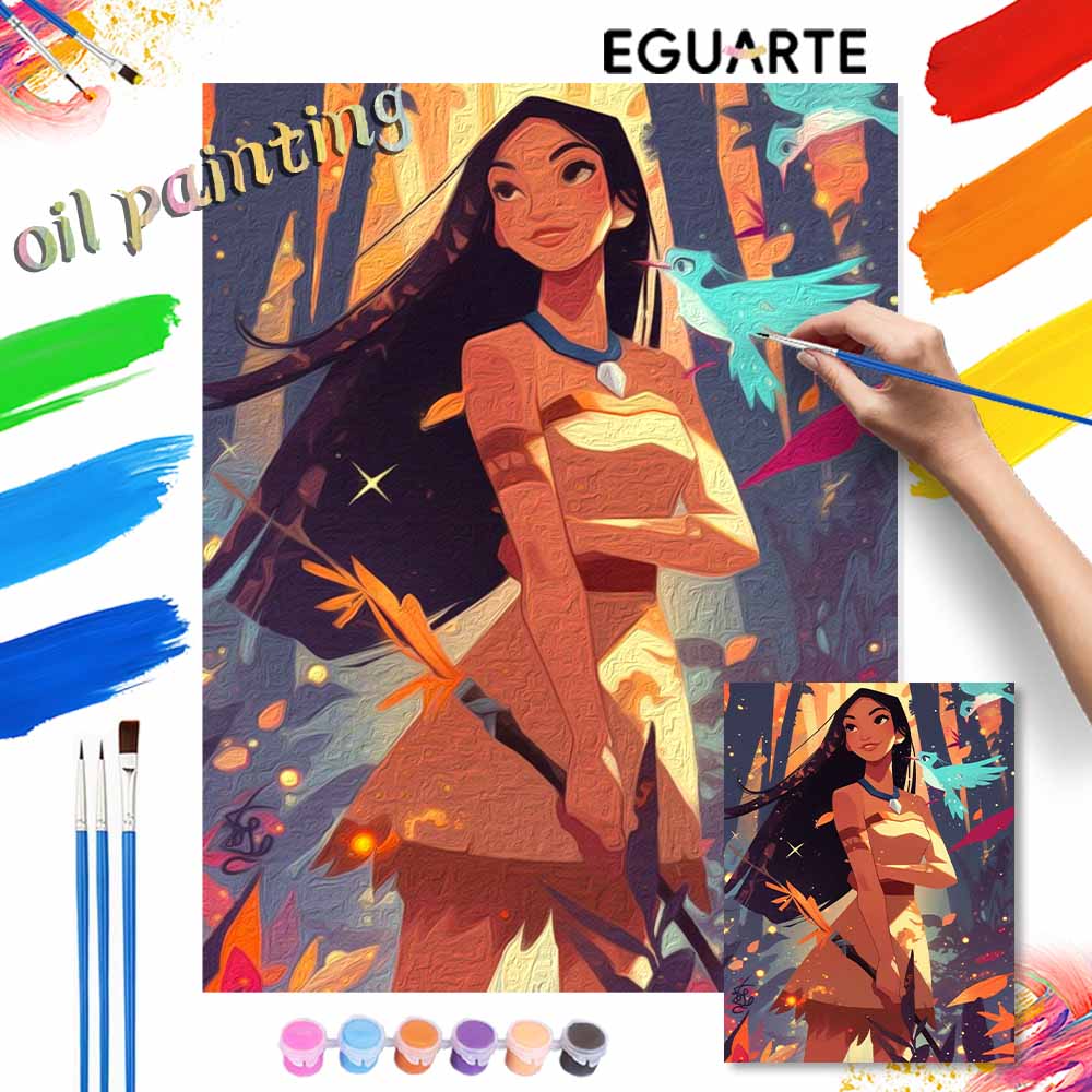 Disney Pocahontas digital oil painting diy handpainted coloring painting home decoration wall art kit for bedroom living room room decor