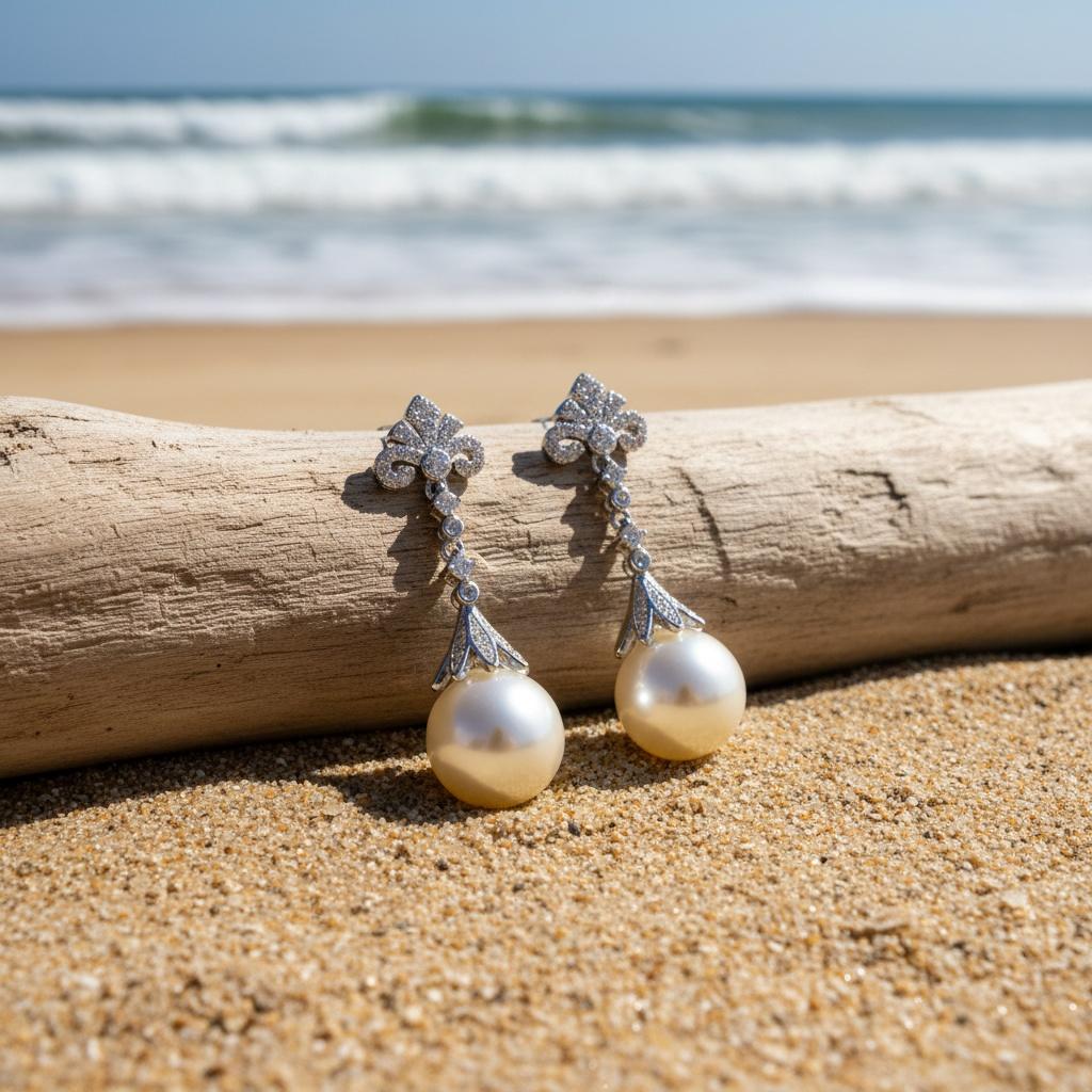 1Elegant and classic vintage high-end earrings with artificial zircon inlay and faux pearl pendant design, made of copper, suitable for ladies at