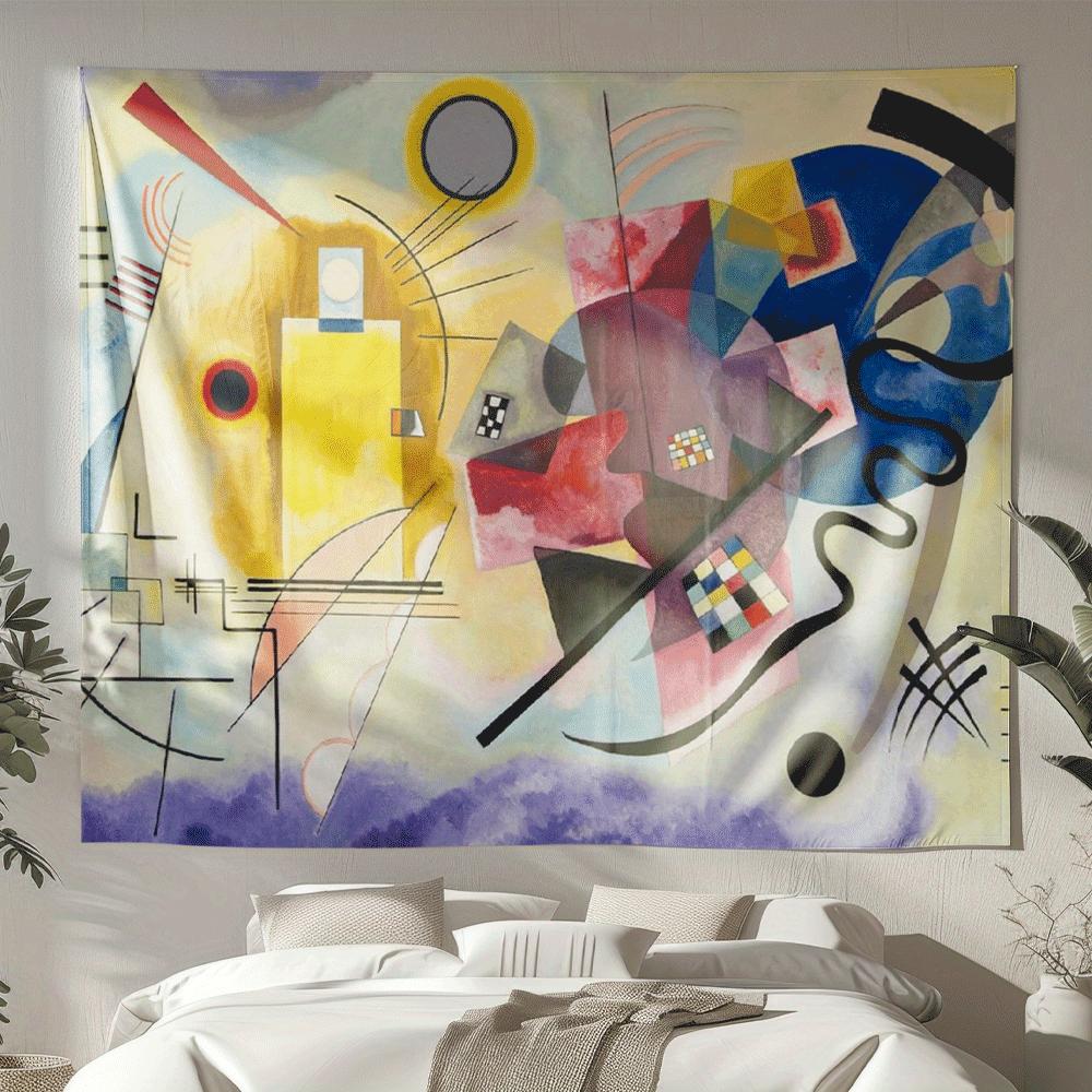 Abstract geometric color blocks Digital printing polyester wall tapestry suitable for use in living rooms bedrooms bars party