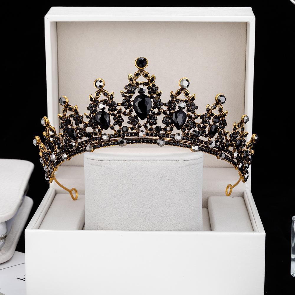 Свадебная корона в стиле барокко, новая ретро черная тиара, свадебное платье, свадебные аксессуары для волос, корона королевы на день рождения для взрослых