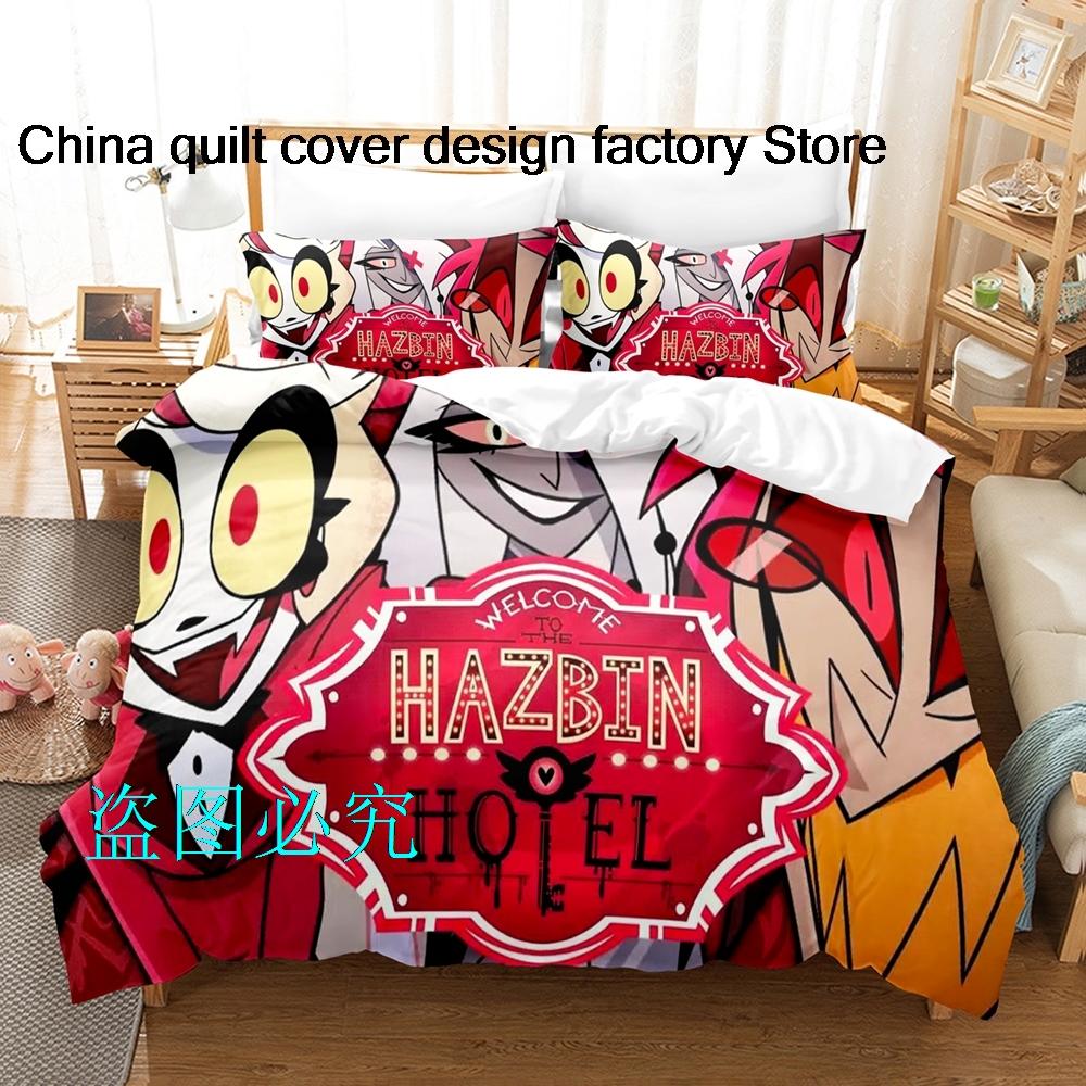 Горячий Комплект Постельного Белья Hazbin Hotels Односпальный Двуспальный Полный Королевский Размеры Размеры Комплекты Постельного Белья Взрослый Детская Спальня Комплекты Пододеяльников 3D Аниме Простыня