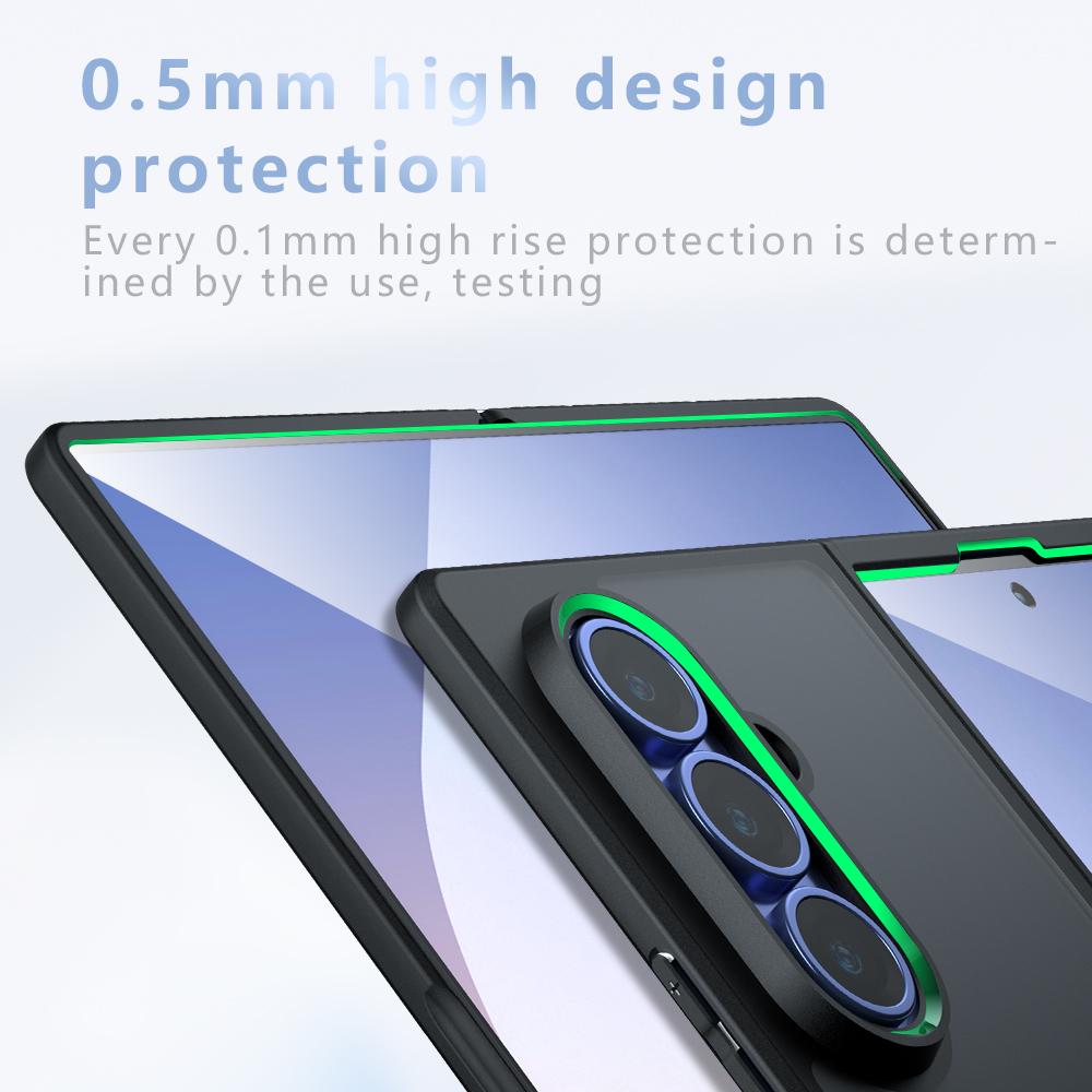 Для Samsung Galaxy Z Fold7 5G Чехол-Скин-Тач ТПУ + ПК Матовая Задняя Крышка Телефона, Прозрачно-Черный