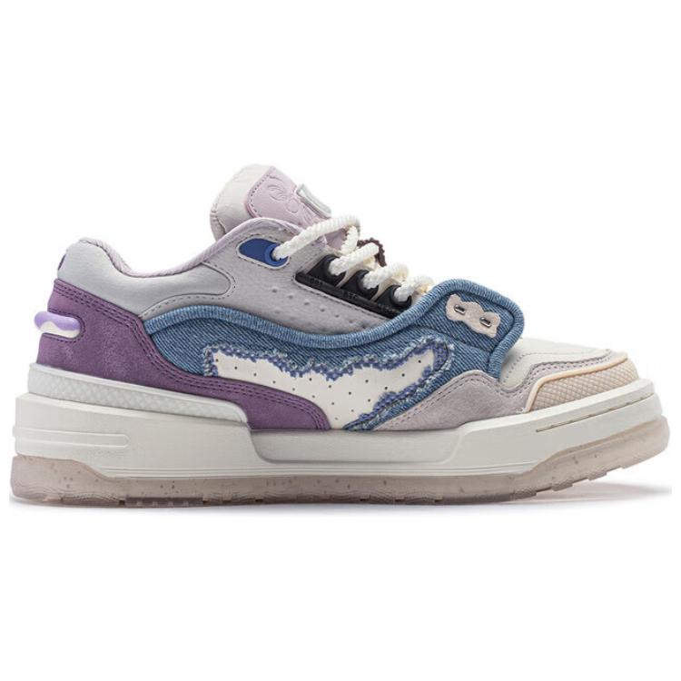 Li Ning 001 Btc Mega Versatile Retro Skate Shoes Нескользящие Износостойкие Женские Кроссовки С Амортизацией Белые Синие Фиолетовые AGCU004-3