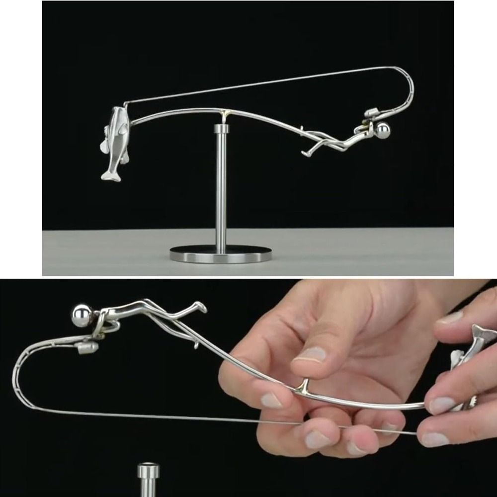 Metal The Fisherman Balancing Sculpture Kinetic Balance Art Statue  for Home & Office Decor