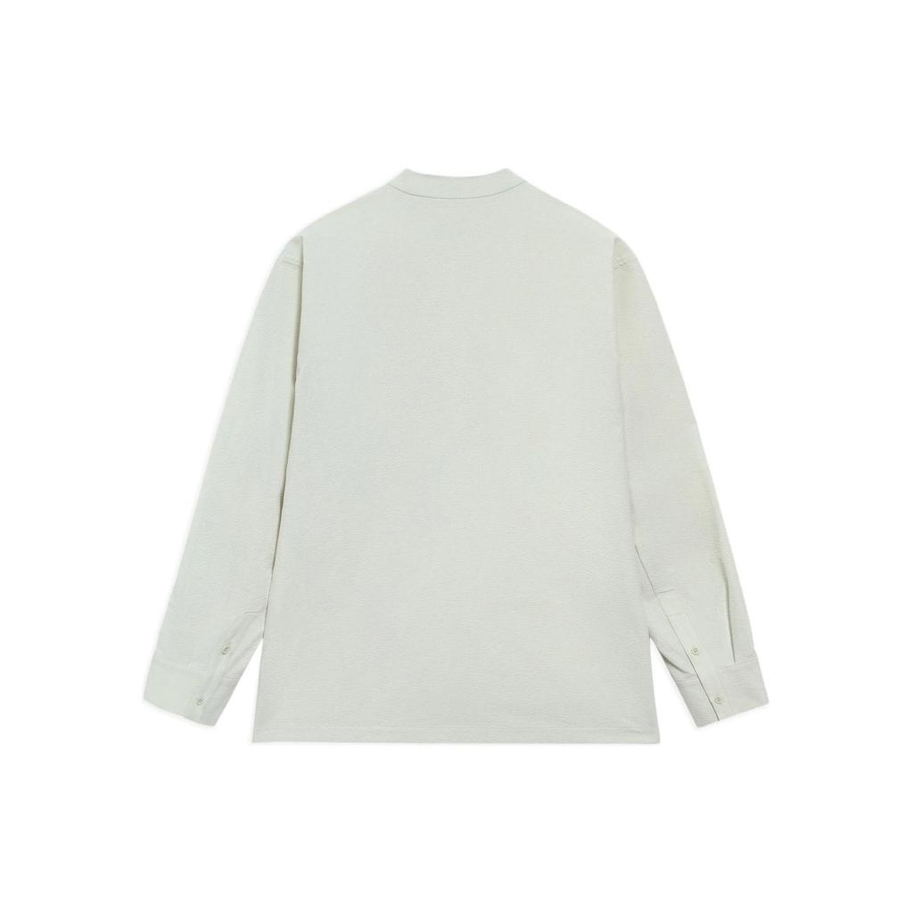 Li Ning X Jackie Chan Collaboration Kung Fu Series Однотонная свободная рубашка с воротником-стойкой и длинными рукавами Рубашки унисекс Перламутрово-белые ASHS051-1