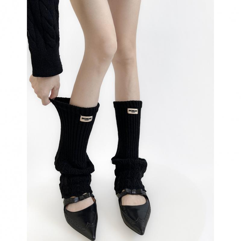 Versatile Wool Button High Luxury Stacking Socks Thickened Cloth Label Temperament Double Needle Cotton Socks Children