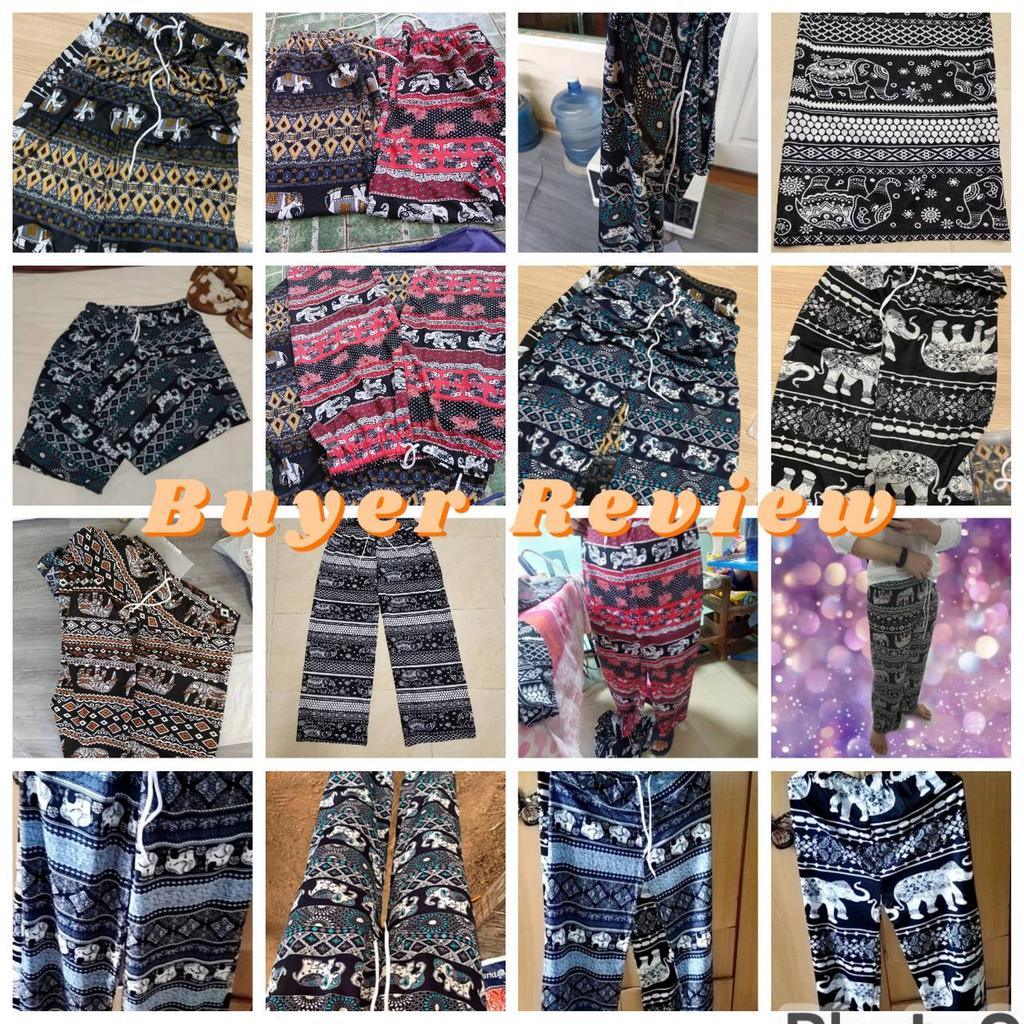 Elephant Pants Adjustable Elastic Waist Strap Rope Loose Legs Women Men Unisex Print Thailand Casual Streetwear Beach Bohemian Retro Vintage