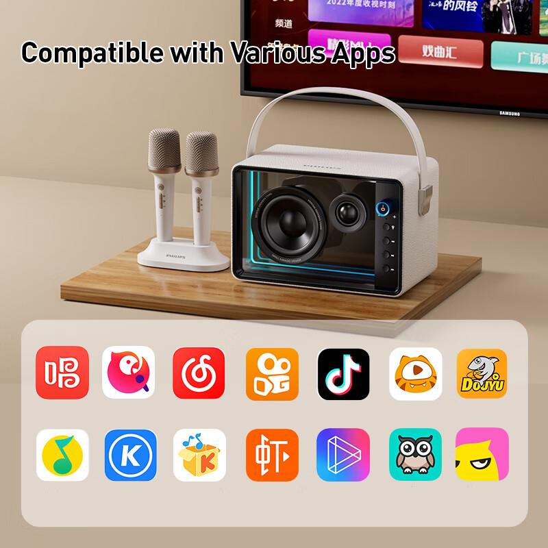 Philips Набор Bluetooth-динамика для караоке - Двойной микрофон TAS5519 78-мм Низкочастотный динамик