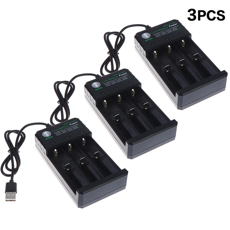 Зарядное устройство на 3 слота для литий-ионных аккумуляторов 18650 USB-адаптер Зарядное устройство для перезаряжаемых литий-ионных аккумуляторов 18650