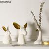 Керамическая ваза в виде головы кролика, горшки «Белый лебедь», фарфоровые фигурки цветов, вазы для гидропоники для свадеб, украшения дома, керамическая ваза