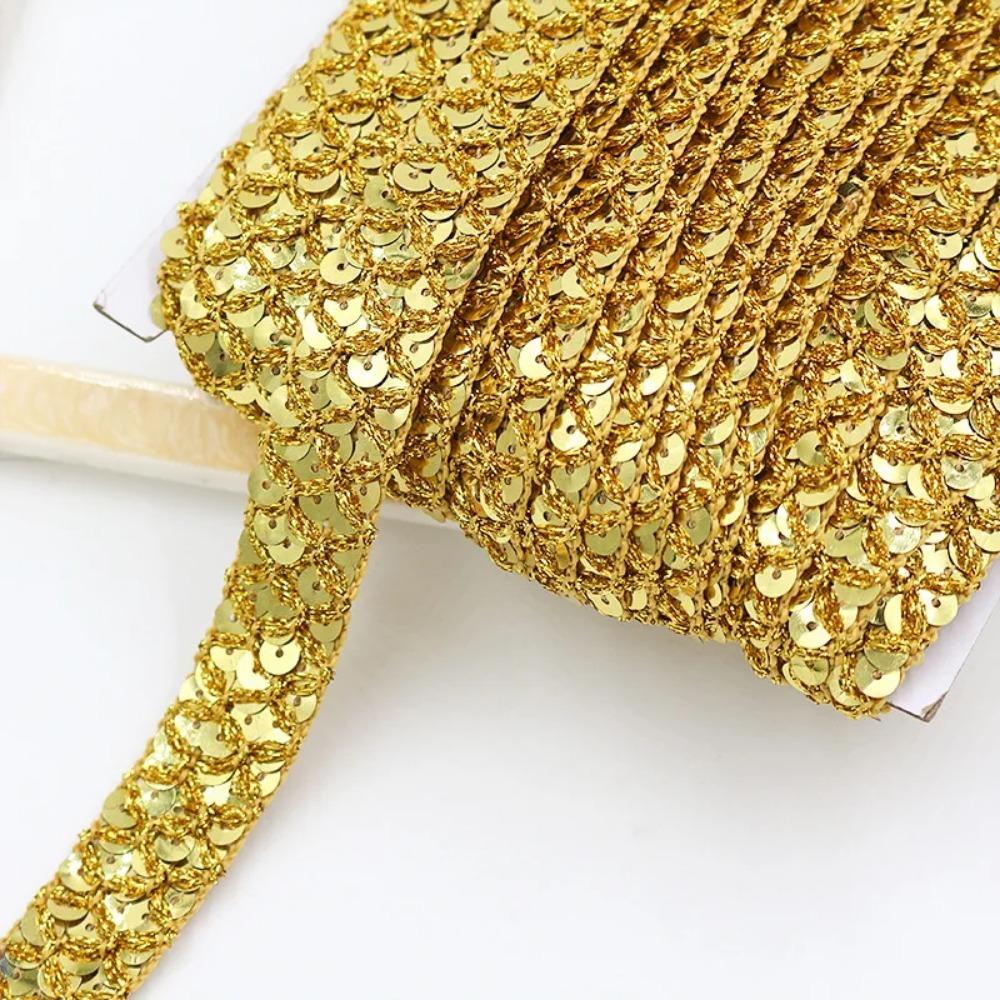 Кружевная тесьма с пайетками шириной 2 см, декоративная аппликация, модные плетеные ленты для танцевального платья, одежды