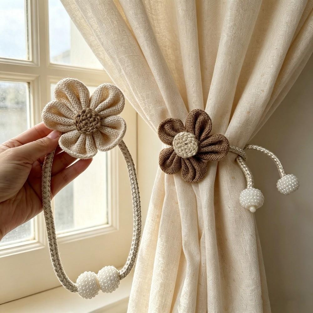 2PCS Adjustable Flower Curtain Tieback Creative Curtain Buckle Gauze Curtain Binding Rope  Office