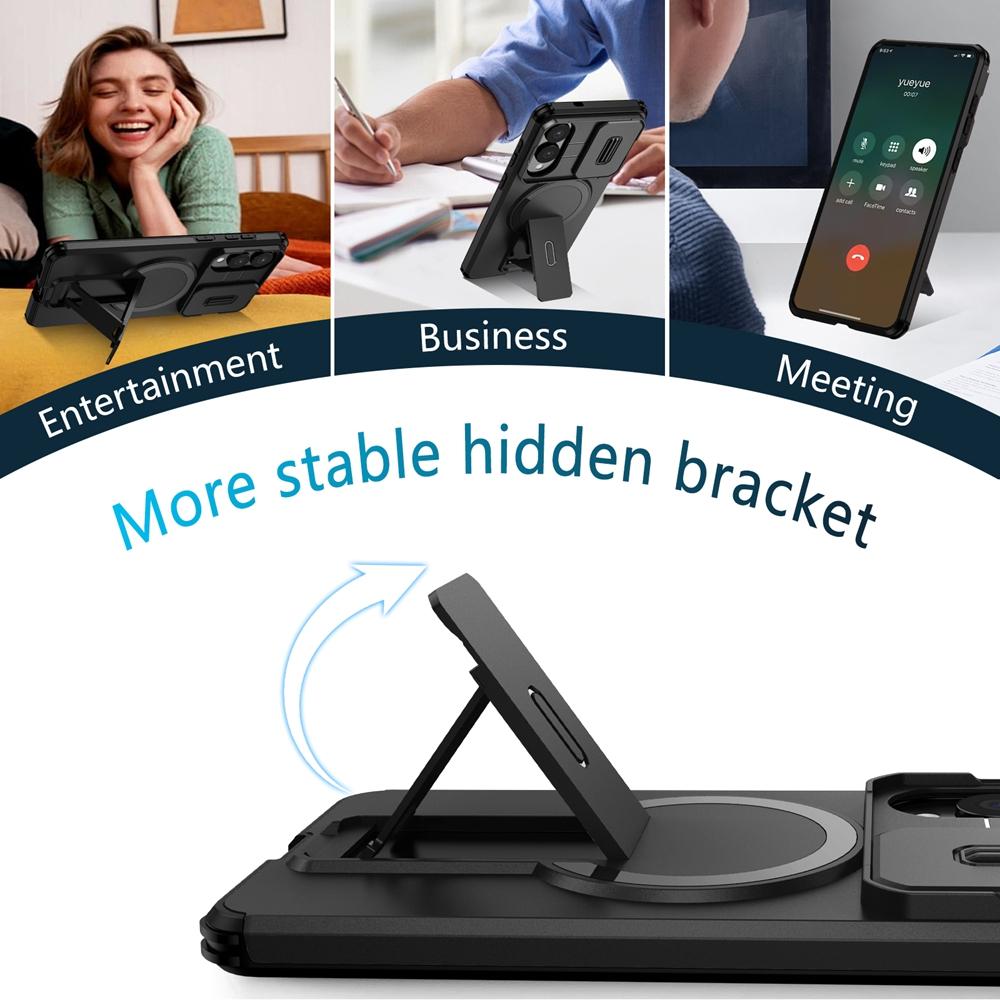 Роскошный бронированный магнитный чехол для Samsung Galaxy S25 Edge S26 S24 S23 S22 Plus Ultra FE A15 A26 Крышка с подставкой для объектива Беспроводная зарядка