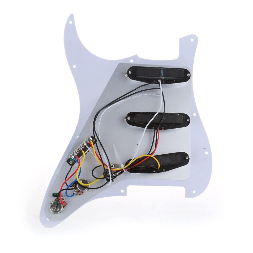 Musiclily Basic 11-отверстий SSS Стратокастер Предварительно распаянный пикгард с набором керамических синглов для электрогитары ST Strat, белый, набор из 3 штук