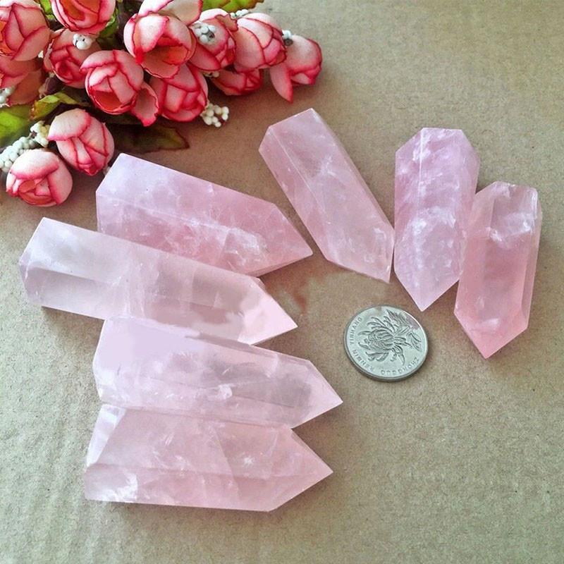 Exquisite Natural Rock Rose Quartz Crystal Point Healing Stone Obelisk Wand For Spiritual Growth