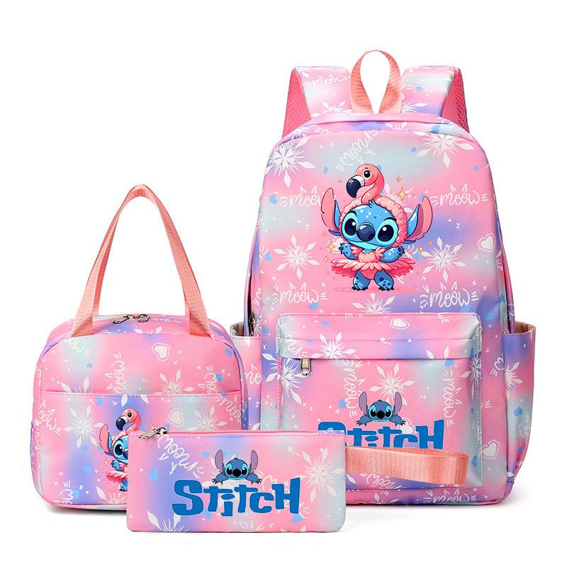 Рюкзак из трех частей Stitch для студентов (мужчин и женщин), Рюкзак с мультяшным принтом для кампуса, Большая вместительная сумка для путешествий и активного отдыха