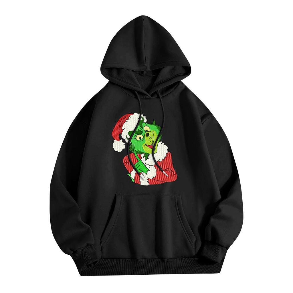 Женский повседневный удобный свитшот с капюшоном, длинным рукавом и рождественским принтом