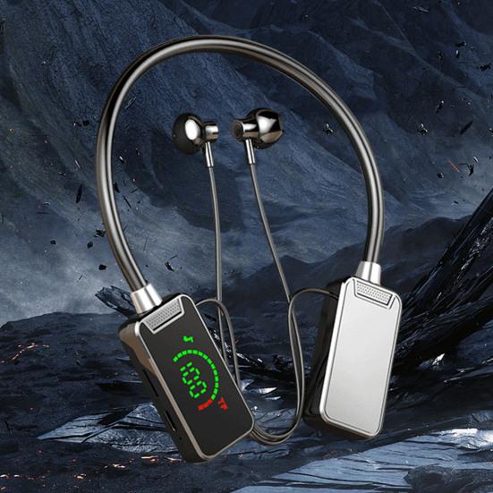 Беспроводной наушник Bluetooth-совместимая гарнитура LED-дисплей Подвесной шейный Водонепроницаемый Беспроводные наушники-шейный ободок