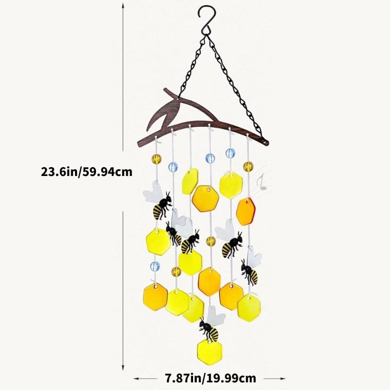 Bees Pattern Wind Chimes Glass Artisanal Craft For Porch Garden Decoration Memorial Accessories Harmonious Outdoors top sale