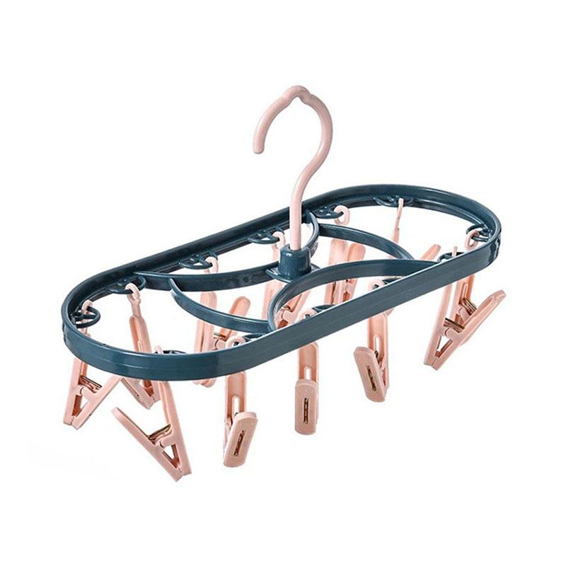 Многофункциональная вешалка с 12 зажимами, ветрозащитная прищепка для белья, общежития, дома, для студентов, прищепка для носков, вешалка для сушки внутри вешалки