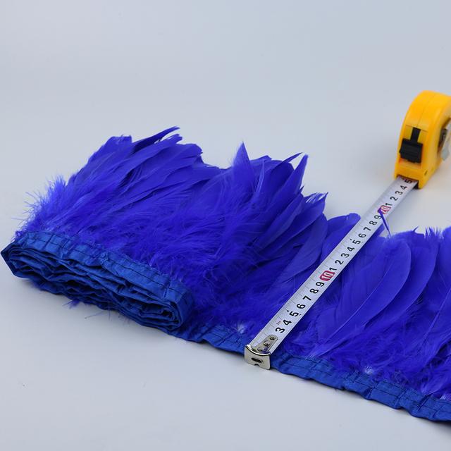 1 Метр Окрашенная Отделка из Гусиного Пера Золотого Цвета для DIY Поделок Вечернее Свадебное Платье Карнавальная Лента Декор для Одежды Плюмаж Аксессуары 15-20см