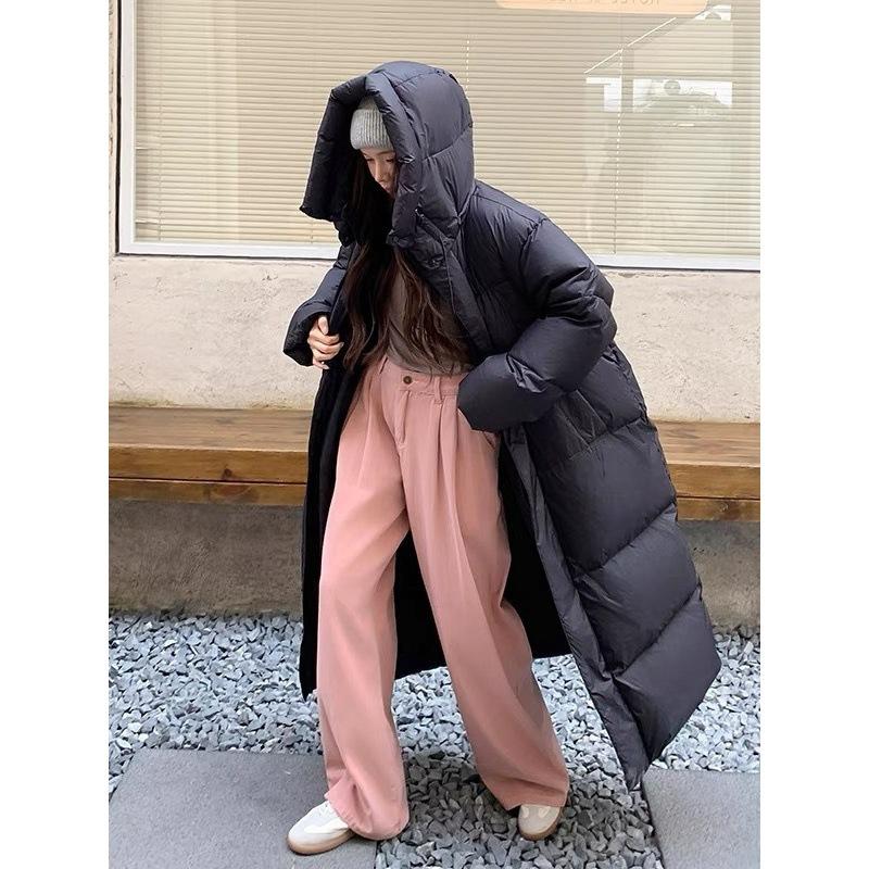 2024 новый пуховик выше колена большой стеганый пуховик корейской версии длинный утолщенный белый пуховик женский