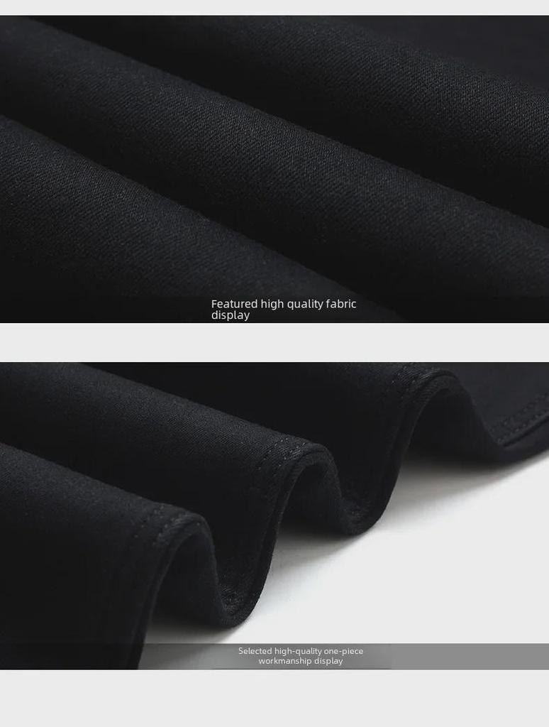 Мужские эластичные черные джинсы прямого кроя слим-фит - молодежный корейский повседневный спортивный стиль