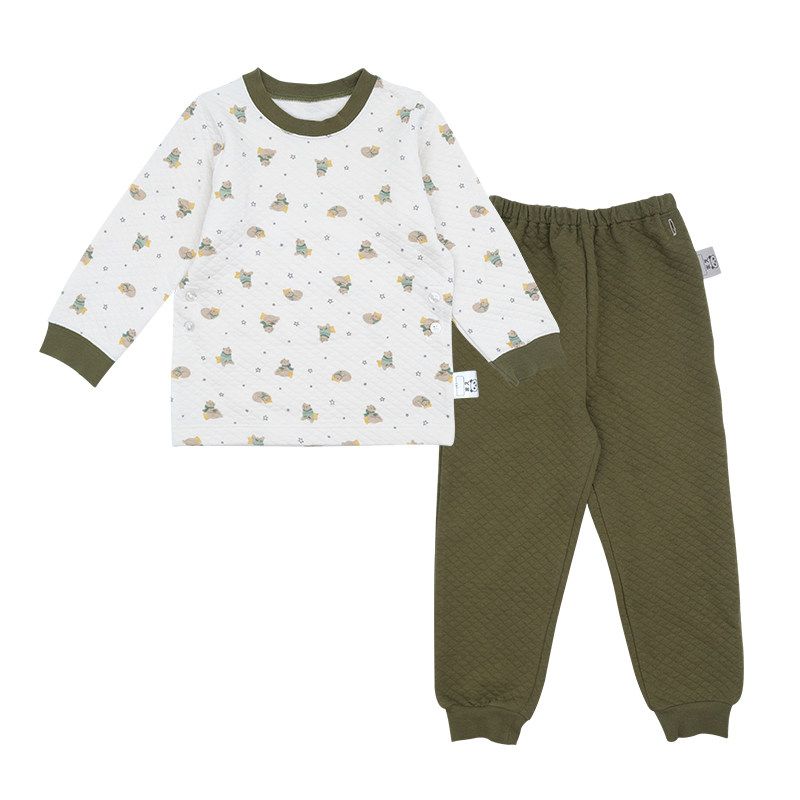 Autumn and Winter Pure Cotton Thermal Clothes Two-Piece Homewear Suit