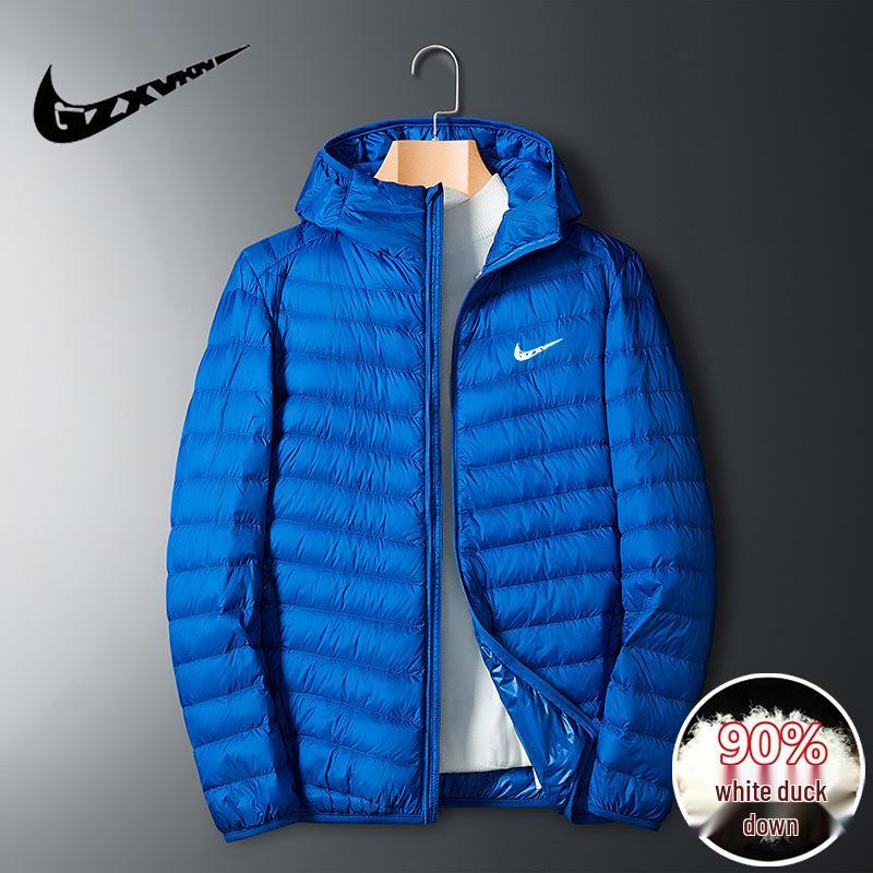 Мужская легкая пуховая куртка большого размера, повседневная и ветрозащитная для осени/зимы