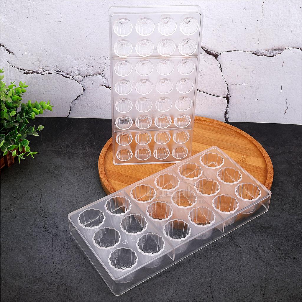 18 32 Ячейки Форма Цветка Каннеле Поликарбонатная Форма для Шоколада Гофрированная Круглая Форма для Конфет Сахарная Мастика Изготовление Форма для Кубиков Льда DIY Выпечка