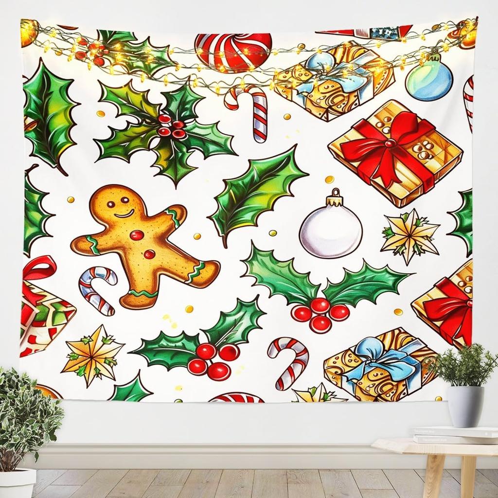 Рождественский Санта Клаус Настенный гобелен Рождественское настенное украшение Елка Настенное украшение Великолепная рождественская елка Камин Подарки