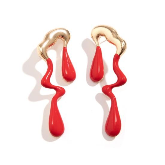 1 Pair Women Earring Irregular Liquid Water Long Earrings