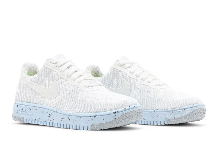 Женские кроссовки Nike Air Force 1 Low Crater Flyknit Белый Ледяно-голубой (Женский) Белый/чистая платина-белый