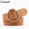 Женский модный ремень с круглой пряжкой из металла без иглы, повседневный широкий ремень