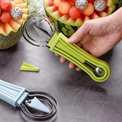 Шарообразная ложка для фруктов из нержавеющей стали 4 в 1, инструменты для резьбы по арбузу, дыне, кухонный гаджет, пригодный для мытья в посудомоечной машине