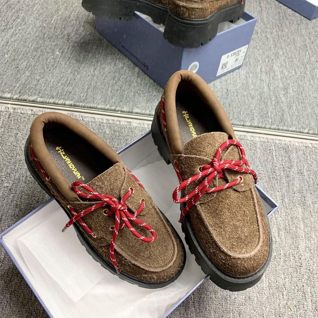 Найди второй волосок! Модные универсальные новые miu ретро матовые из коровьей кожи на шнуровке на толстой подошве на толстом каблуке лоферы женские осенние