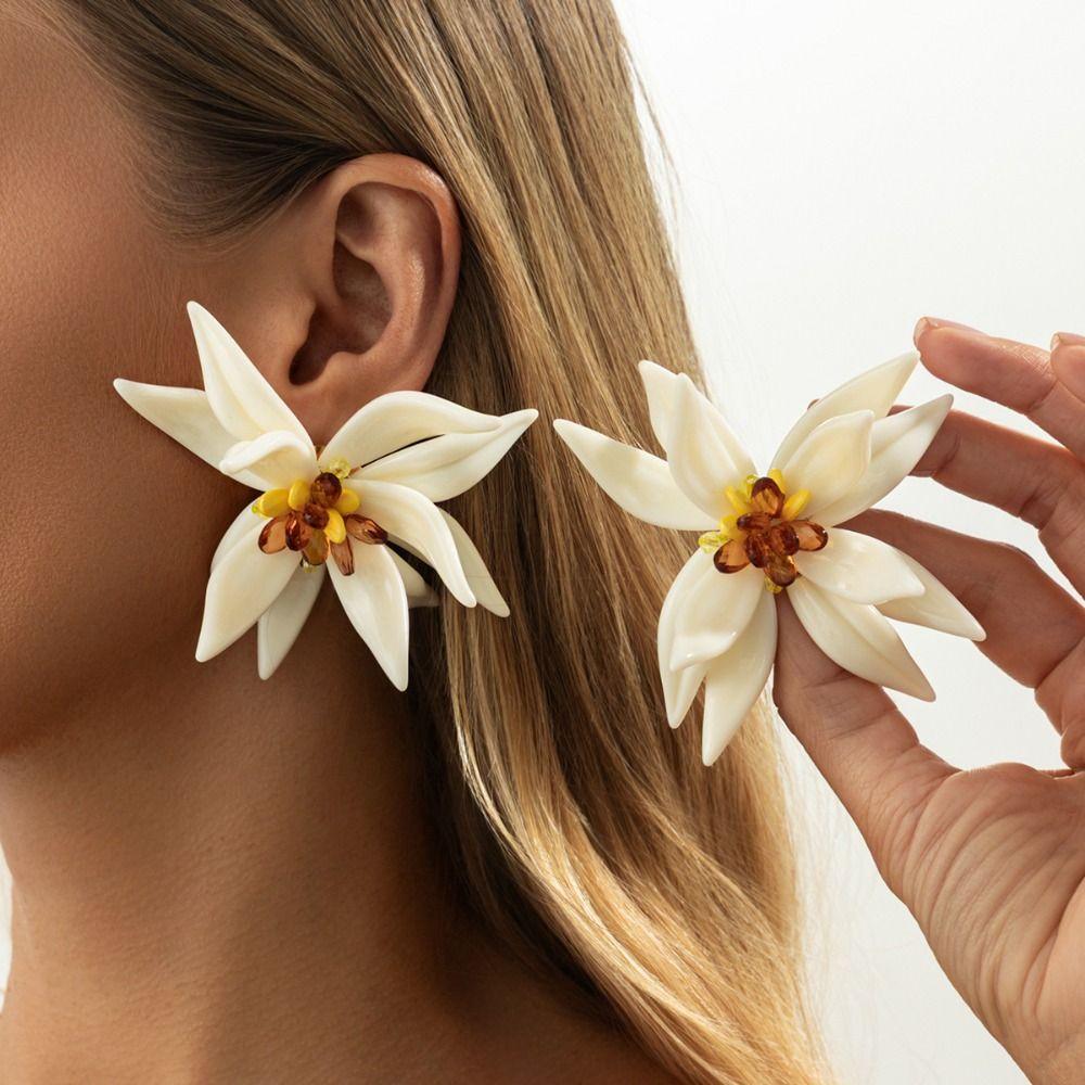 Винтажные крупные серьги-цветы Преувеличенные богемные серьги-подвески Серьги-гвоздики в виде цветов Отпуск